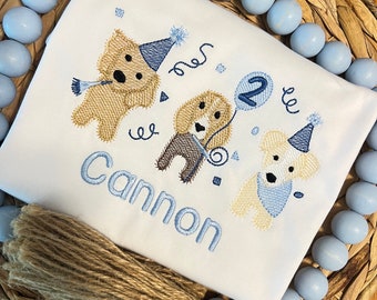 Puppy Party Birthday Shirt - Custom Embroidered Puppy Birthday Shirt for Boys and Girls- Perfect Gift Giving