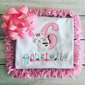 Applique Kitten Birthday Shirt with Name Personalization - Perfect Gift for Girl