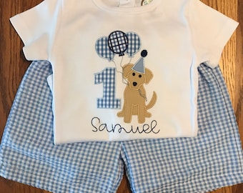 Applique Lab/Retriever Puppy Birthday Shirt - Any Color or Number!
