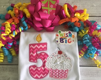 Girls Cupcake Birthday Shirt | Other Birth Numbers and Colors Available!