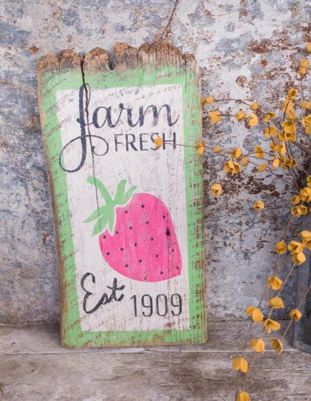 Rustic Strawberry Sign Farm Fresh Strawberries Wood Sign, Rustic Farmhouse Kitchen Decor - Etsy