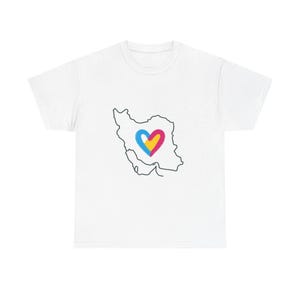 Stand With Iran Solidarity Tee | Map Outline & Heart Graphic | Unisex Support Design