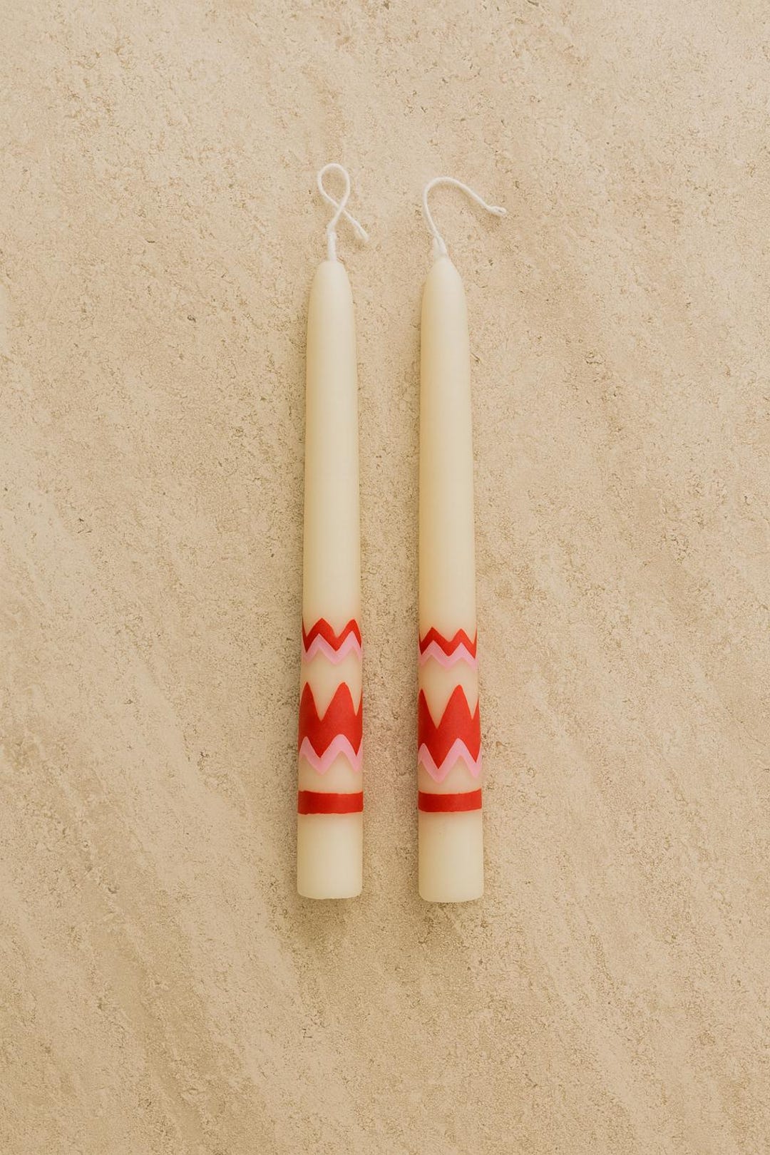 Hand-painted Taper Candles – Zig-zag Pattern - Etsy