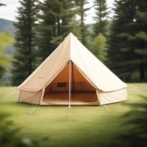 Tipi Tent - 8 Person, Family Adventure Tent, Festival Shelter,  Glamping Tent, Camping Yurt, Natural Cotton Colour
