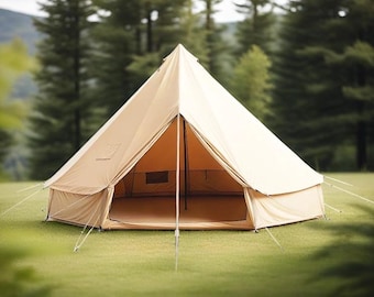 Tipi Zelt - 8 Personen, Familien Abenteuerzelt, Festival Shelter, Glamping Zelt, Camping Jurte, Natürliche Baumwolle Farbe