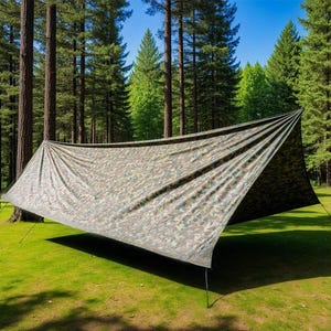 Dekzeil Camo Survival, Militair camouflagetarp, Buitenschuilplaats, Kampeerhoes, Jachtcamouflage, Buitenuitrusting, Kampeerzeil, Kampeeronderdak