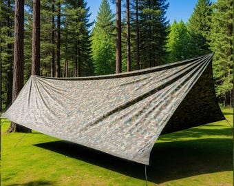 Tarpaulin Camo Survival, Military Camo Tarp, Outdoor Shelter, Camping Cover, Hunting Camouflage, Outdoor Gear, Camping Tarp, Camping Shelter