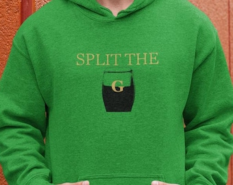 Split the G Hoodie – Guinness Inspired Pullover, Funny Drinking Game Hoodie for Irish Pub Fans and Beer Lovers