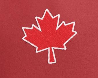 Embroidered Canadian Maple Leaf Hoodie, Minimal Canada Pullover, Two Color Stitch Sweater