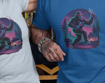 Bigfoot Rave T-Shirt: Funny Neon Sasquatch EDM Festival Tee