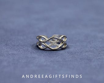 S925 Sterling Silver Woven Line Ring