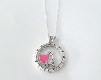 Pandora Floating Locket Necklace & Love Feelings Petites Locket Charms S925 Ale 70cm