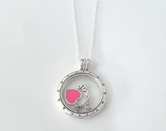 Pandora Floating Locket Necklace & Love Feelings Petites Locket Charms S925 ALE