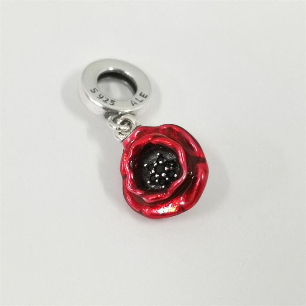 Pandora Red Flower Dangle Charm - Etsy