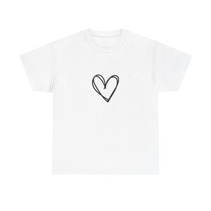 Minimalist Heart Unisex Tee, Casual Gift, Everyday Wear, Valentine&#39;s Day, Gifts for Her, Soft Cotton Shirt, Heart Design