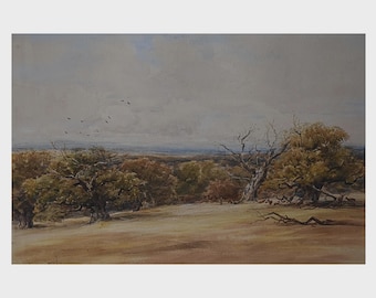 A View Across Moorland to Forest Watercolour James Orock 1875 British School
