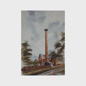 A J Daniel Leawood Pumphouse Una stazione di pompaggio vittoriana Acquerello 1989 Scuola britannica