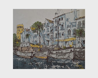 Bernard Dufour Flower Sellers, Signed Original Acrylic Painting on