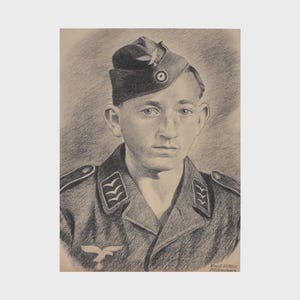 Portrait Young Office of German Luftwaffe Graphite Emil Ritzer c1960s