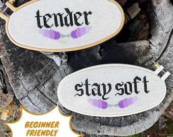 Stay Soft & Tender Tattoo Inspired Cross Stitch Pattern PDF