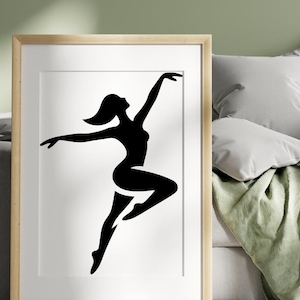 Black & White Minimalist Art Print,Abstract Female Dancer Printable, Minimalist Woman Dance Poster,Modern Art for Soulful Walls.