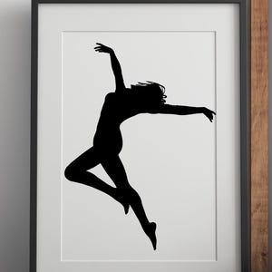 Black & White Abstract Woman Dancing | Monochrome Dancer – Modern Abstract Woman in Motion | Feminine Flow | Instant Download Wall Art