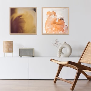 Abstract Brown & Orange Wall Art Set: Modern Minimalist Decor (Digital Download