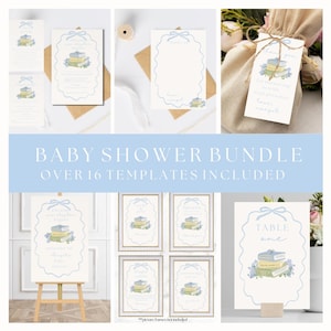 Storybook Baby Shower Invitation Bundle A New Chapter Begins Gender Neutral Baby Shower Baby Boy Book Theme Baby Shower Digital Printable