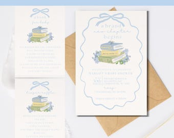 Storybook Baby Shower Invitation Set A New Chapter Begins Gender Neutral Baby Shower Baby Boy Book Theme Baby Shower Digital Printable