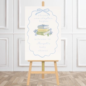 Storybook Baby Shower Welcome Sign A New Chapter Begins Gender Neutral Baby Shower Baby Boy Shower Book Theme Baby Shower Printable Download