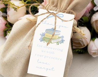 Storybook Baby Shower Favor Tag A New Chapter Begins Gender Neutral Baby Shower Baby Boy Book Theme Baby Shower Printable Thank You Tag