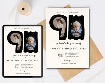 90th Birthday Invitation 90th Birthday Digital Invite 90th Invitation For Her Ninety Birthday For Him Ninetieth Birthday Printable Invite