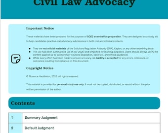 SQE2 Notes d'avocat civil | Soumissions orales et modèles d'arguments