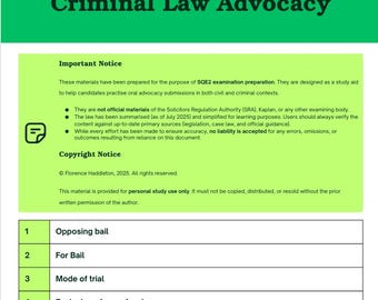 SQE2 Criminal Advocacy Notes | Oral Submissions & Model Arguments