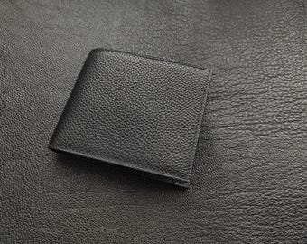 Handgefertigte Brieftasche aus schwarzem Leder: Schlank, Langlebig, Männer Geschenk