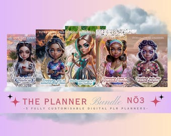 Planner Bundle No 3. Five fully designed digital planners (PLR)