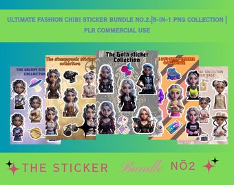 Ultimatel Chibi Fashion Sticker Bundle Vol 2. Planner stickers. Retro,vintage,goth,steampunk