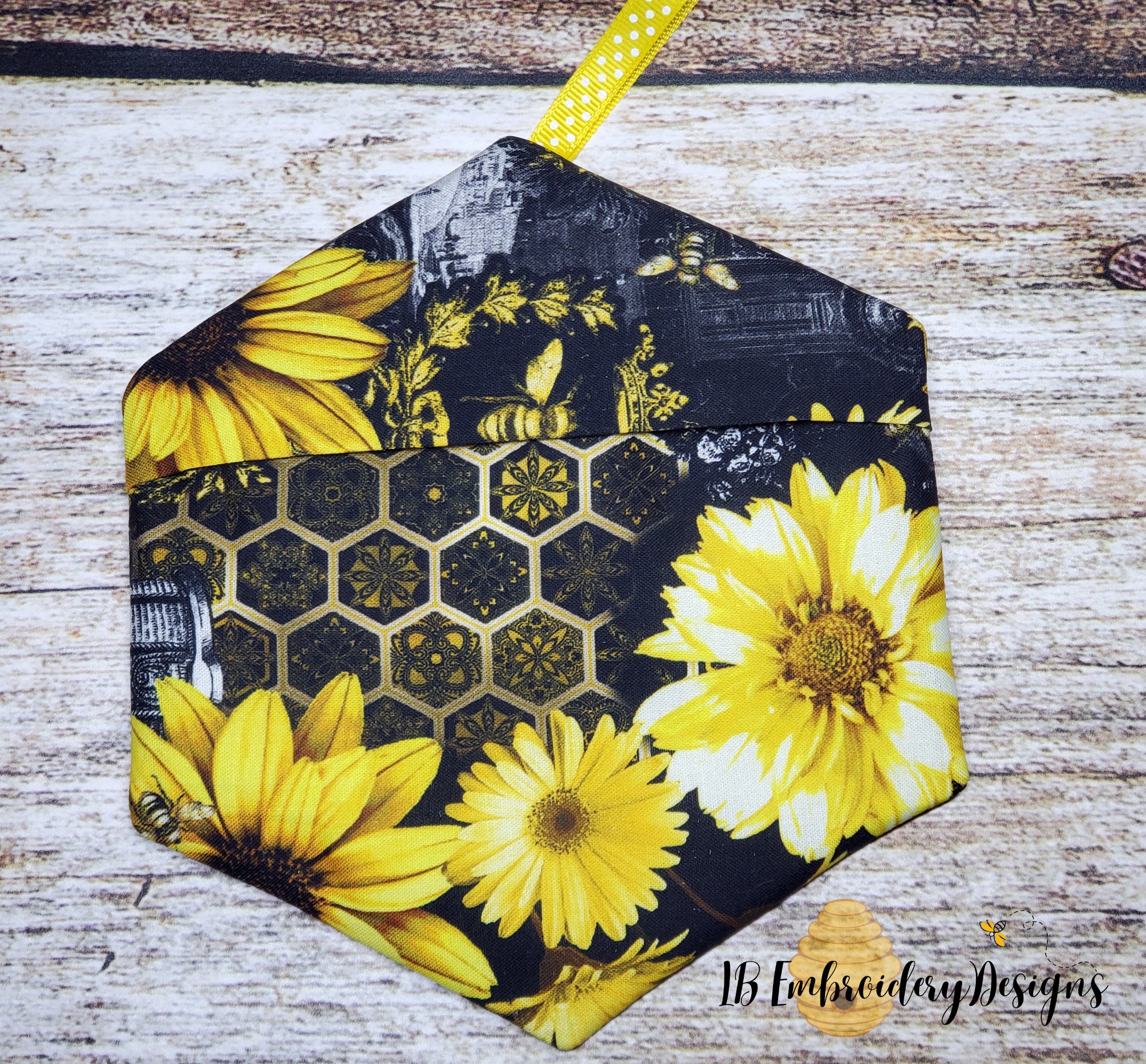 ITH HEXAGON Shaped Potholder in the Hoop Machine Embroidery Hexagon