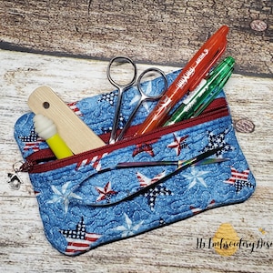ITH Lined Quilted Zipper bag - in the hoop machine embroidery Stipple quilting, lined bag, zipper bag 5x7 - 130x180 mm hoop