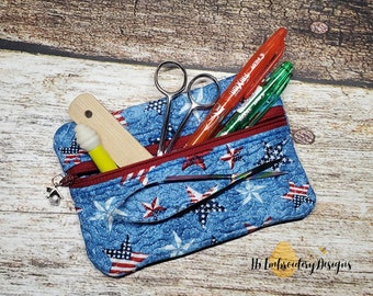 ITH Lined Quilted Zipper bag - in the hoop machine embroidery Stipple quilting, lined bag, zipper bag 5x7 - 130x180 mm hoop