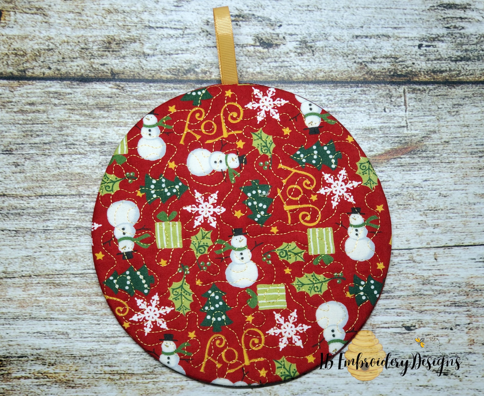 ITH ROUND Potholder in the Hoop Machine Embroidery Stipple Quilting