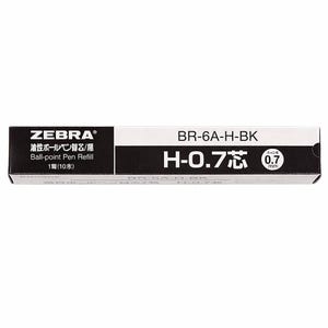 Zebra Oil-Based Ballpoint Pen Refills H-0.7 Tip Black Ink, Pack of 10 (B-BR-6A-H-BK)