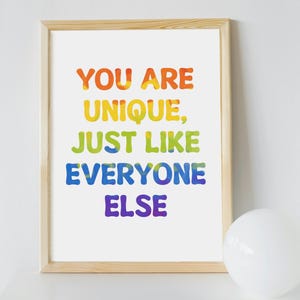 You Are Unique | Alternative Affirmation Wall Art | Sarcastic British Humour | Instant Digital Download