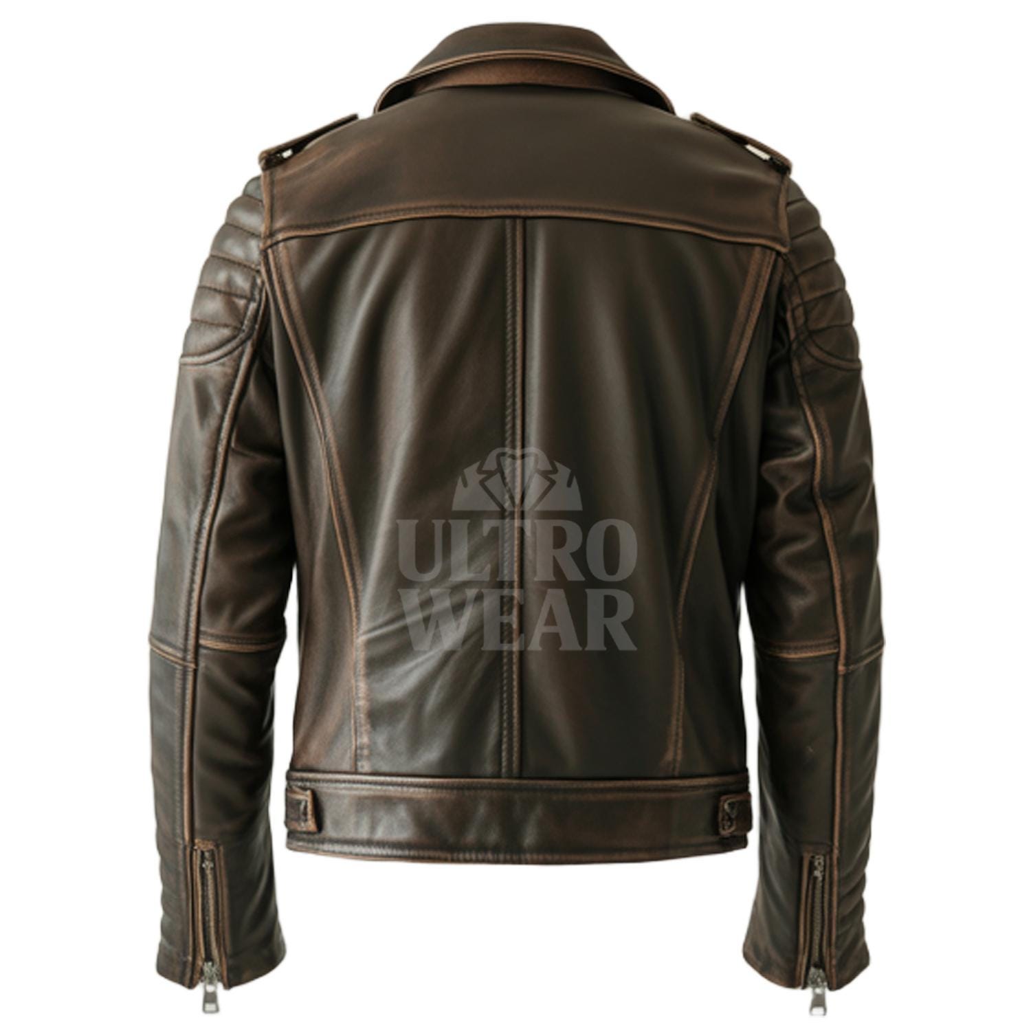 SP Men's Vintage Tan Brown Genuine Leather Motorcycle Jacket - Distressed Biker Style