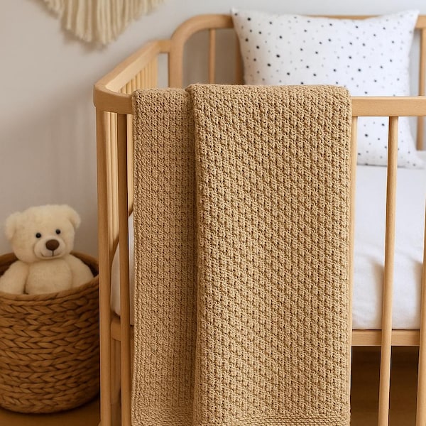 Boho Babe Blanket Knitting Pattern: Easy Knit Baby Blanket (PDF Download)