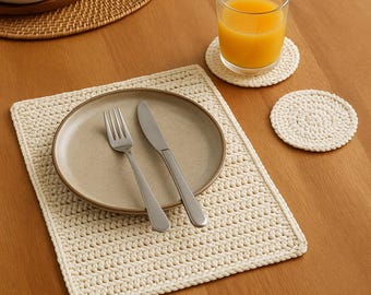 Crochet Placemat & Coaster Set Pattern: Beginner-Friendly (PDF Download)