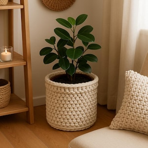Planted: Crochet Plant Basket, crochet basket, crochet pot holder - beginner/intermediate crochet pattern (PDF download)