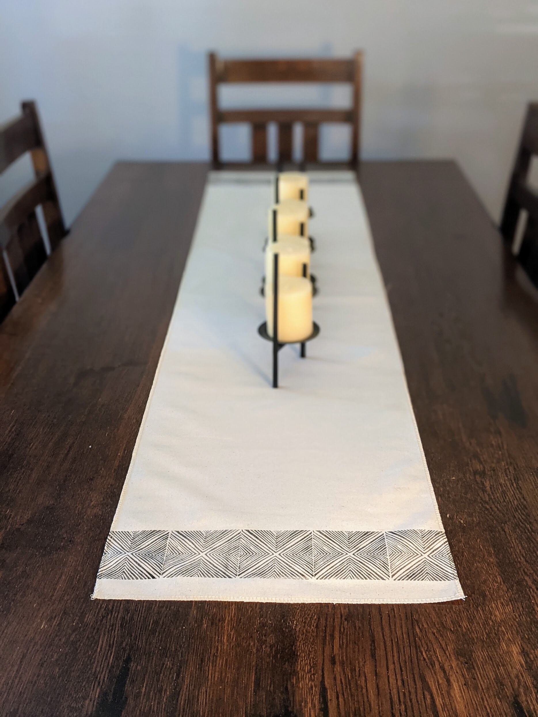 Handmade Abstract Diamond Table Runner 100 Cotton Etsy