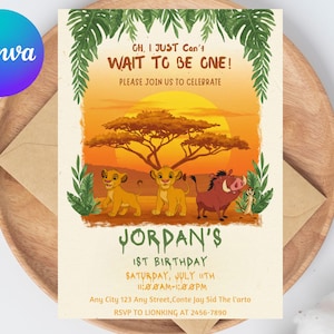 Lion King Birthday Invitation | Simba-Themed Zoo Party Evite | Editable Digital Invite for Boys | Jungle Safari Celebration Template