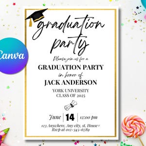 Graduation Party Invitation Template: Editable 5x7&quot; Design (Digital Download)